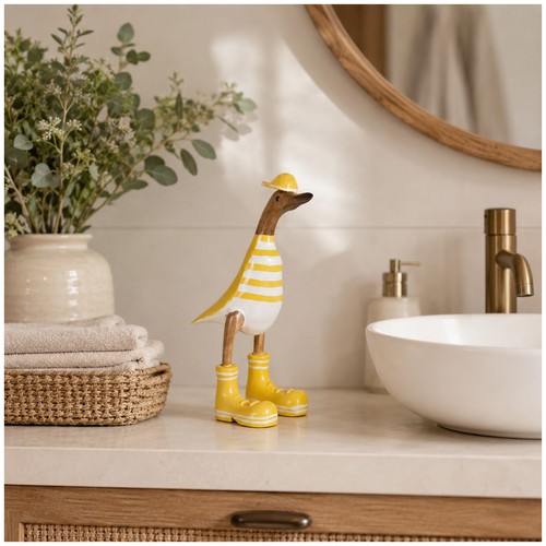 Deko ente holzfigur gelb weiß - holzfigur,
