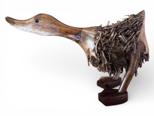 Holz deko ente - natur, klein
