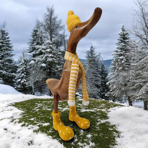 Deko ente holz schal mütze - deko,