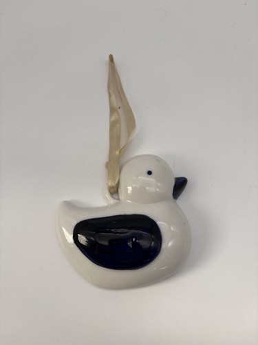 Keramik ente anhänger weiß - ente,